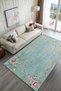 Cashmere Texture Soft Non-Slip Cotton Base Living Room Hall Kitchen Corridor Floral Green Carpet Rug - 2