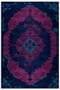 Modern Vintage Fuchsia Navy Blue Chenille Carpet Rug Runner Non-Slip Cotton Base Washable Fringed