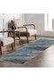 Anthracite Gray Blue Abstract Chenille Carpet Rug Runner Non-Slip Base Washable Fringed - 8