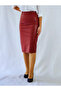 Leather Burgundy Midi Pencil Skirt - 4