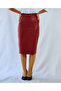 Leather Burgundy Midi Pencil Skirt - 7