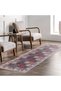Ecru Burgundy Anthracite Ethnic Chenille Carpet Rug Runner Non-Slip Washable Living Room Kitchen Hallway - 8