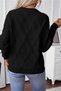 Women's Knitwear Sweater Black Round Neck Long Sleeve Knit Patterned Winter Soft - 4