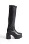 Mubiano Genuine Leather Collection Women's Short Heeled Platform Sole Stretch Boots Black - Mczfr4444 - S - 3