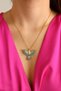Steel Non-Tarnish Zircon Stone Emerald Phoenix Figured Blue Stylish Women's Necklace