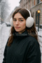Women's White Foldable Plush Headphones - 3