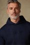 Hoodie Knitted Fabric Cotton Comfort Fit Navy Blue Crew Neck Men's Embroidered Hoodie - 2