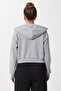 Zippered Hooded Ribbed Knitted Crop Sweatshirt Len0036 Gray Melange - 6
