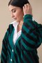 Short Emerald Green Knitwear Cardigan with Feather Trim - 4