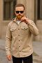 Mink Color Hooded Denim Jacket - 3