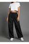 Women's Elastic Black Parachute Pants