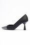 Women's Satin Heeled Shoes 7 cm Toe Stone Detailed Black Lusira - 3