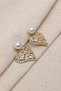 Pearl Detailed Gold Color Heart Figure Evening Dress Earrings