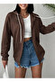Women's Zippered Hooded Plain Cardigan - Minimalism and Quality Together - 5