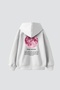 Pink Moon Printed Oversize Unisex White Hoodie - 2