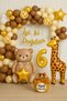 Bear and Giraffe Themed Birthday Party Set |   Gold Balloons, Balloon Chain, and Happy Birthday Lettering - 3