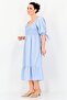 Women Shirred A-Line Dress, Light Blue - 2