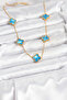 316L Steel Chain Gold Ice Blue Color Clover Necklace - - 2