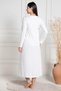 Pink Maternity Morning Gown with Embroidered Nightgown Set - 6