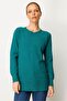 Women's Crew Neck Seamless Side Buttoned Glitter Sweater A.Ö.Başı