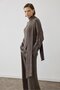 Mila Textured Shawl Detail Stone-Washed Silk Pants Suit Brown - 8