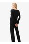 Black Lace Detailed Women's Pajama Set – Long Sleeve, Soft Fabric C7T1N915 - 2