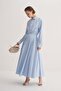 Women's Poplin Pleated Shirt Dress Blue