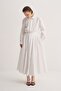 Women's Poplin Pleated Shirt Dress Ecru