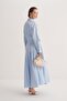 Women's Poplin Pleated Shirt Dress Blue - 4