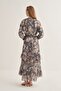 Women's Chiffon Ruffle Dress Glittering Colorful Floral Pattern Smoked - 4