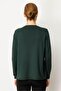 Women's Crew Neck Glitter Striped Stone Wool Blouse Green - 3