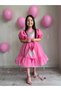 Girl's Pink Heart and Ruffle Detailed Karolin Princess Birthday Evening Dress + Bag + Buckle - 7