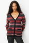 Women's V-Neck Jacquard Wool Cardigan Black - 2