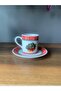 Handmade New Year - Christmas Bell Model 4 Pieces 2 Person Porcelain Turkish Coffee Cup Set - 3