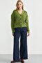 Collar Detailed Buttoned Knitwear Cardigan - Green - 3