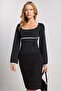 Long Sleeve Deep Neck Contrast Piping Detail Knitted Blouse - 5