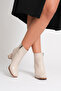 Meylin Beige Matte Patent Leather Blunt Toe Women's Boots