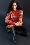Women's Judge Collar Jacquard Wool Cardigan Coral - 6