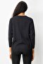 Women's Crew Neck Long Striped Cardigan Black - 4