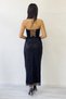 Women's Strapless Beaded Midi Length Evening Dress Lilac, Aqua Green, Baby Blue, White, Black, Gold - 9