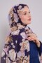 Navy Blue Rose Pattern Cotton Shawl