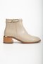Women's Gold Buckle Detailed Zippered Casual Boots Aria Beige Skin - 2