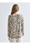Alita City Lcw with a Difference Grace Beige Patterned Oval Neck Long Sleeve Women's Blouse - 4