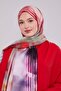 Red Marbled Pattern Twill Shawl - 3