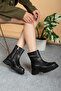 Black Zipper Detailed Flat Sole Women's Boots - 3