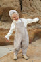 Boy's Stone Color Velvet Suspender Jumpsuit