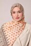 Orange Leaf Pattern Cotton Shawl - 3