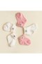 5-Piece White Cream Pink Premium Rose Diamond Baby Girl Socks 0-6 Months - 2