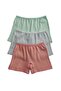 Girl's Modal Pink White Water Green Ribbed 3-Piece Boxer