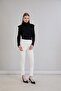 Women's Shoulder Pad Pack Turtleneck Elastic Waist Midi Length Black Glitter Knitwear - 8